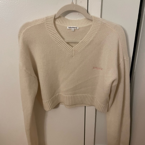 Reformation Cropped Cashmere “baby girl” Sweater - Picture 2 of 2